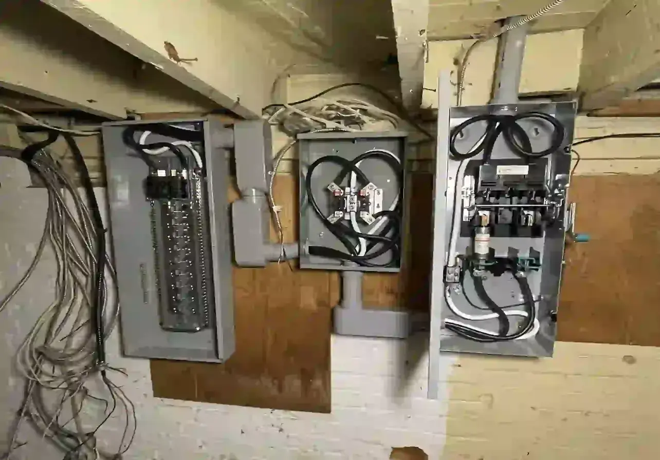 Old electrical panel before a Marrast Contracting upgrade